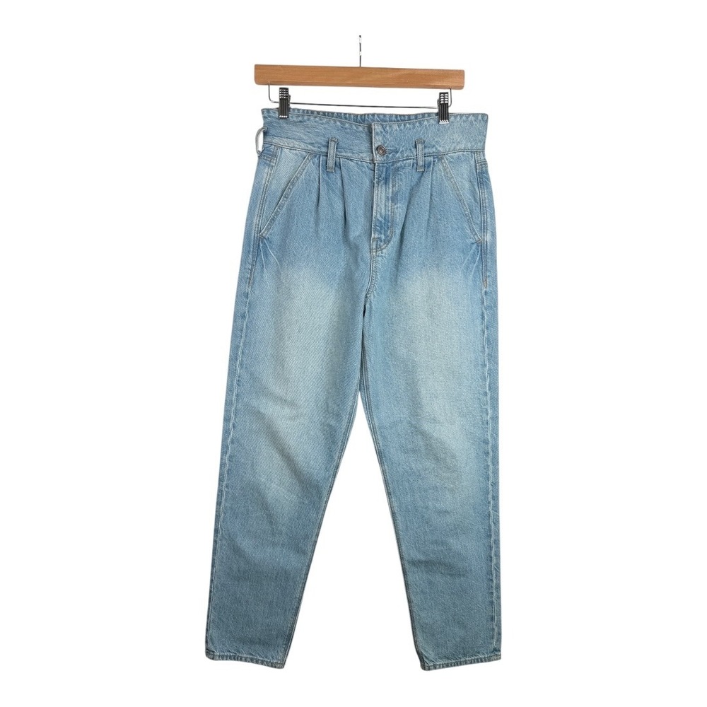 New American Eagle Jeans Women's Mom Jeans Pleated High‎ Rise Light Wash Size 4